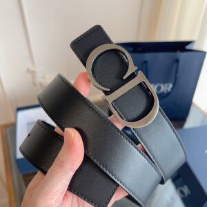 Dior Black Embossed Leather Belt